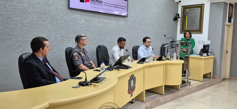 Dr. Romão (delegado), Capitão Gardim, Maicon Rios (presidente) e Dr. Daniel, Juiz de Direito