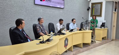 Dr. Romão (delegado), Capitão Gardim, Maicon Rios (presidente) e Dr. Daniel, Juiz de Direito