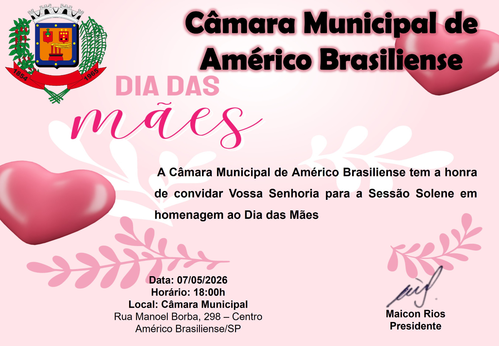 Sessão Solene em Homenagem ao Dia das Mães